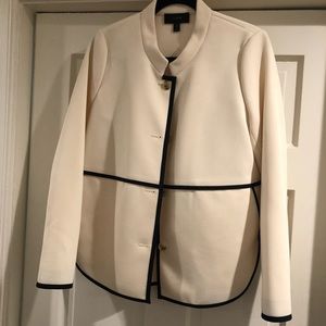 JCrew white jacket with navy pipe trim